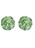 Crystal square stud earrings chrysolite  ,silver plated