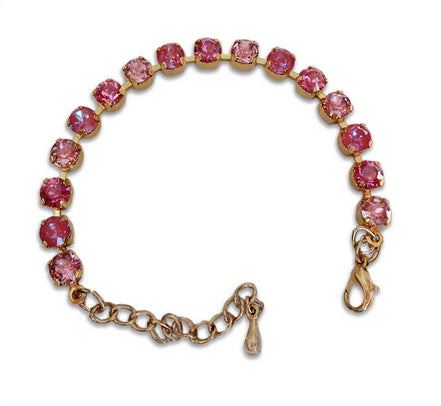 Austrian crystal  tennis bracelet pink shades, 18k gold plated