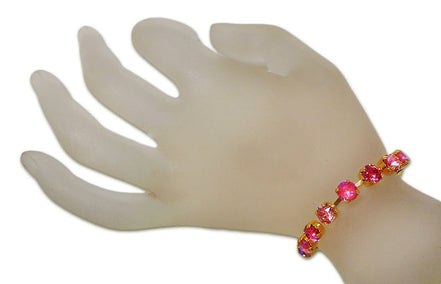 Austrian crystal  tennis bracelet pink shades, 18k gold plated