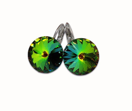 Crystal  rivoli  drop earrings, vitrail medium,rhodium silver