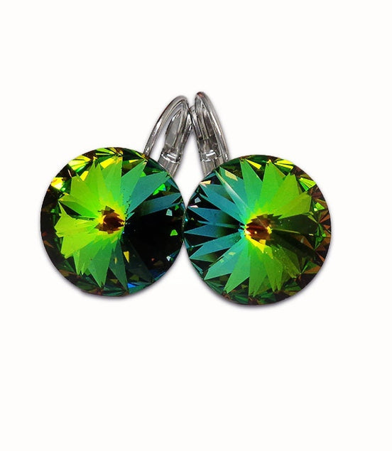 Crystal  rivoli  drop earrings, vitrail medium,rhodium silver