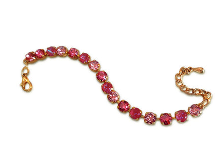Austrian crystal  tennis bracelet pink shades, 18k gold plated
