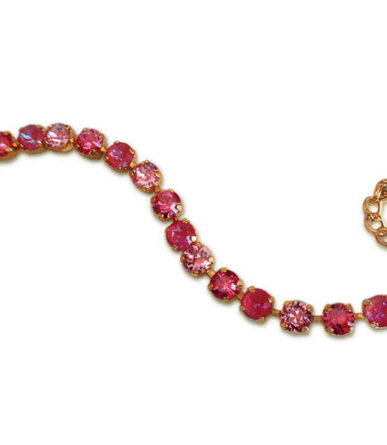 Austrian crystal  tennis bracelet pink shades, 18k gold plated