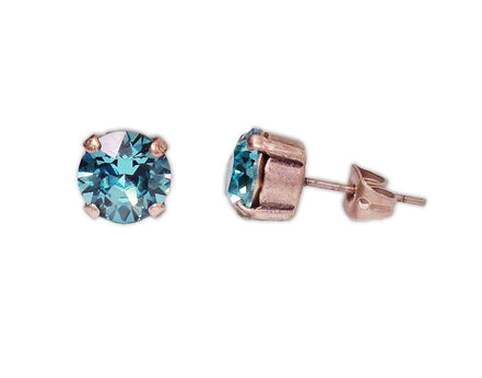 Crystal  stud earrings light turquoise,antique silver