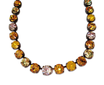 SUNFLOWER FIELD Austrian crystal necklace crystal vivid yellows  ,antique brass