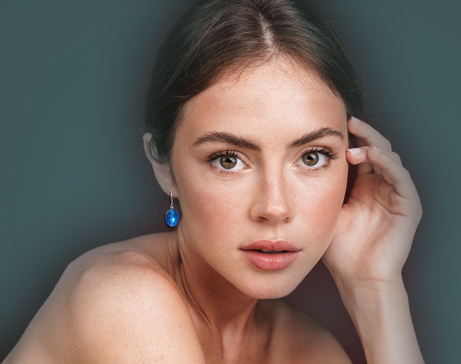 Crystal oval dangle drop earrings royal blue,rhodium silver