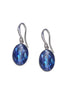 Crystal oval dangle drop earrings royal blue,rhodium silver