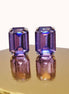 Crystal rectangular  stud  earrings  tanzanite, rhodium silver plated