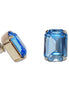 Crystal rectangular  stud  earrings  aquamarine , rhodium silver plated
