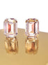 Crystal rectangular stud  earrings clear crystal, rhodium silver