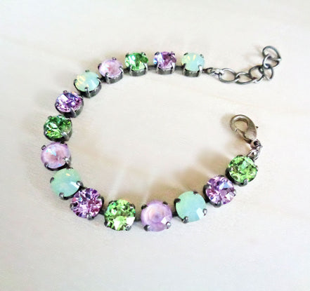 Austrian crystal  tennis bracelet multicolour, antique silver