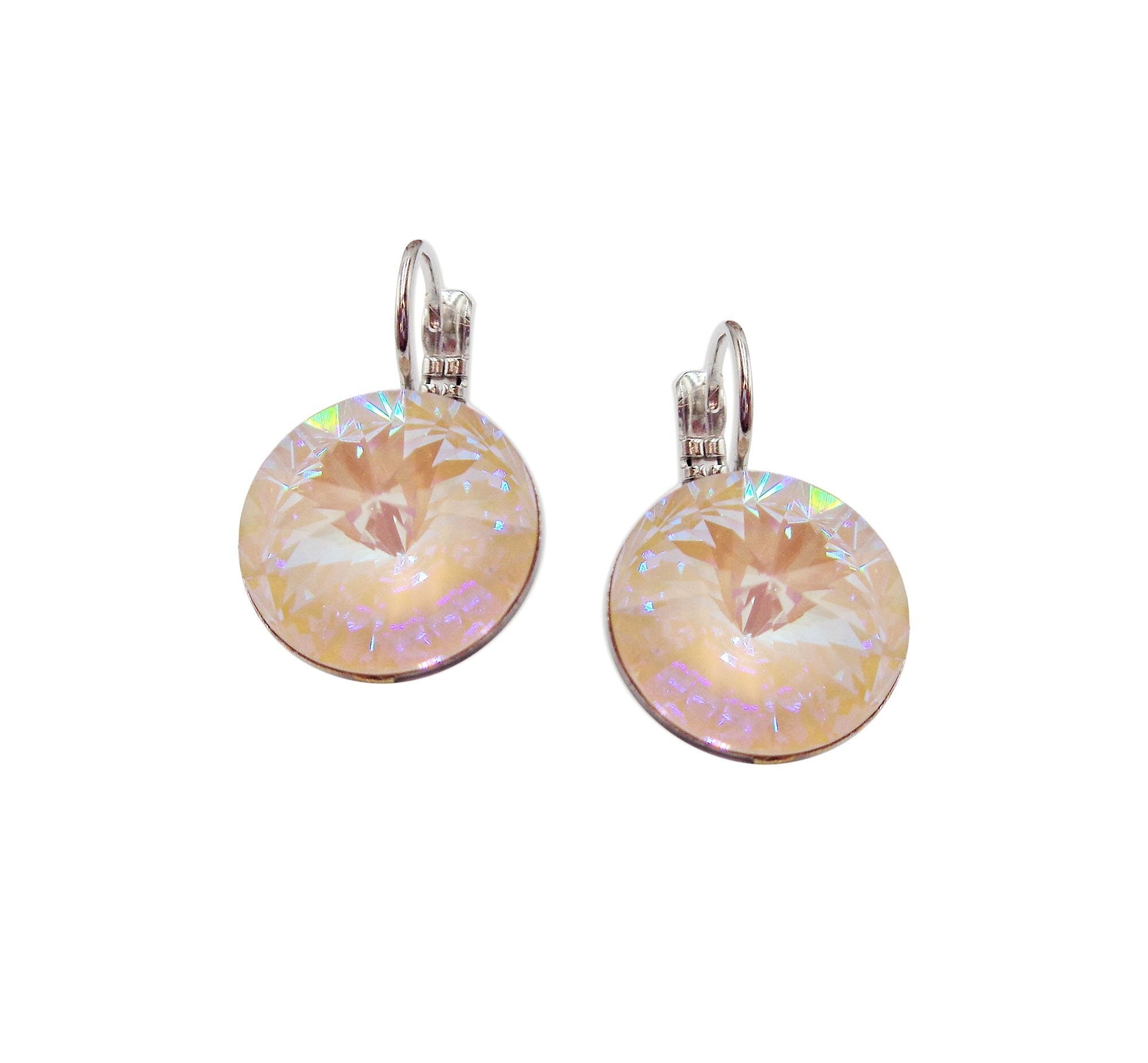 Crystal rivoli  drop earrings,ivory ,rhodium silver