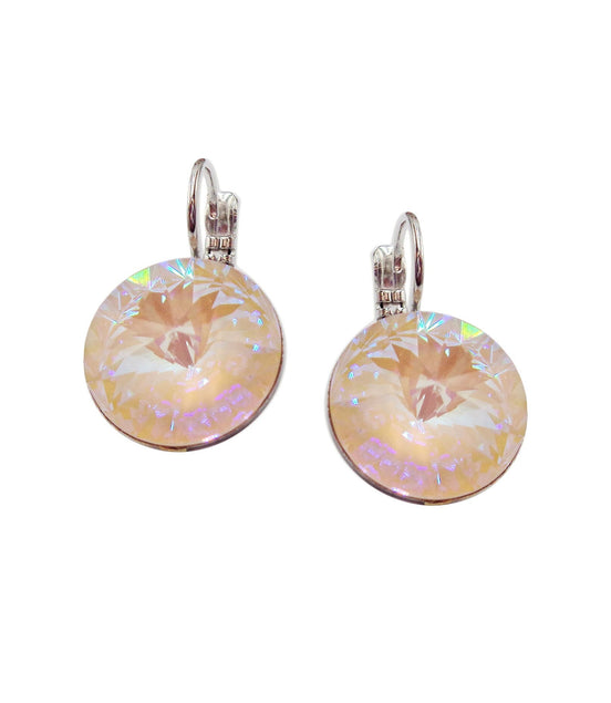 Crystal rivoli  drop earrings,ivory ,rhodium silver
