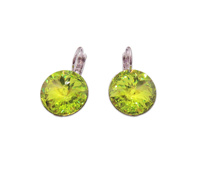 Crystal rivoli  drop earrings,citrus green,rhodium silver
