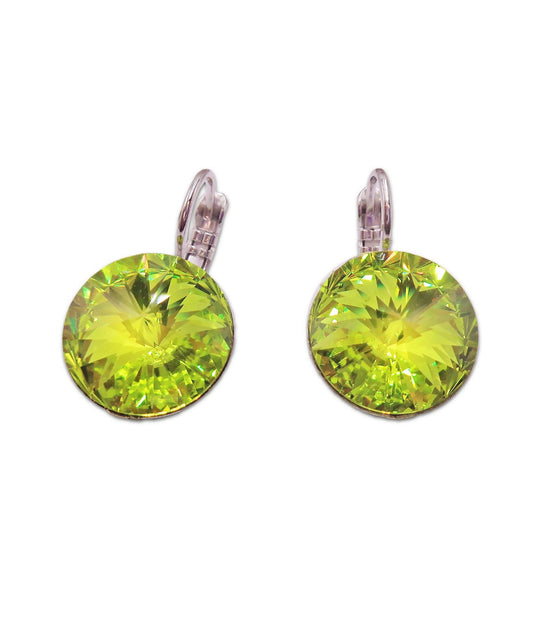 Crystal rivoli  drop earrings,citrus green,rhodium silver