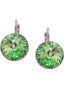 Crystal  rivoli  drop earrings, light green,rhodium silver