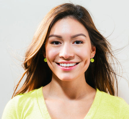 Crystal rivoli  drop earrings,citrus green,rhodium silver