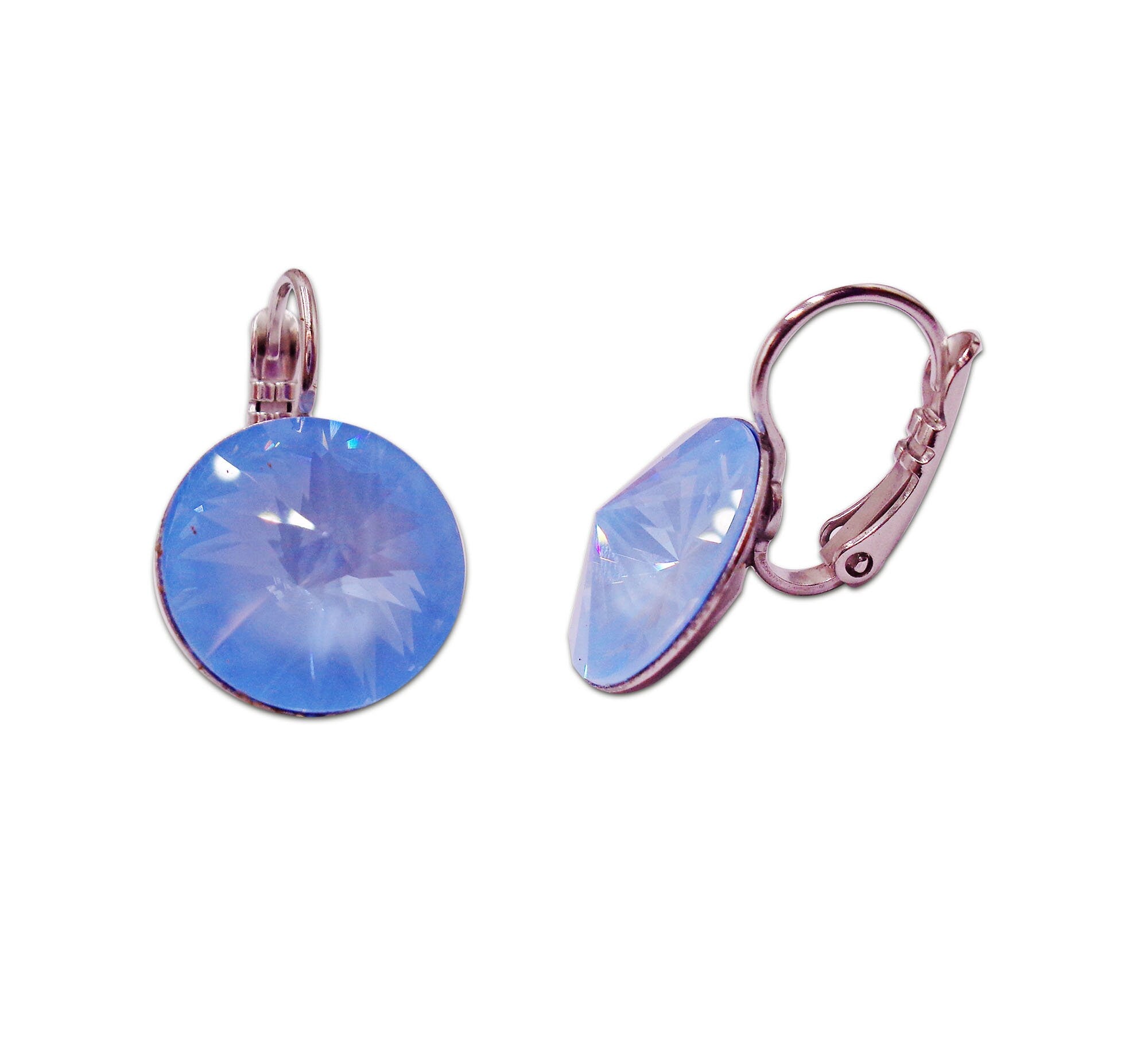 Crystal rivoli  drop earrings, crystal sky ignite, rhodium silver plated