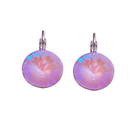 Crystal rivoli drop earrings,lavender,rhodium silver