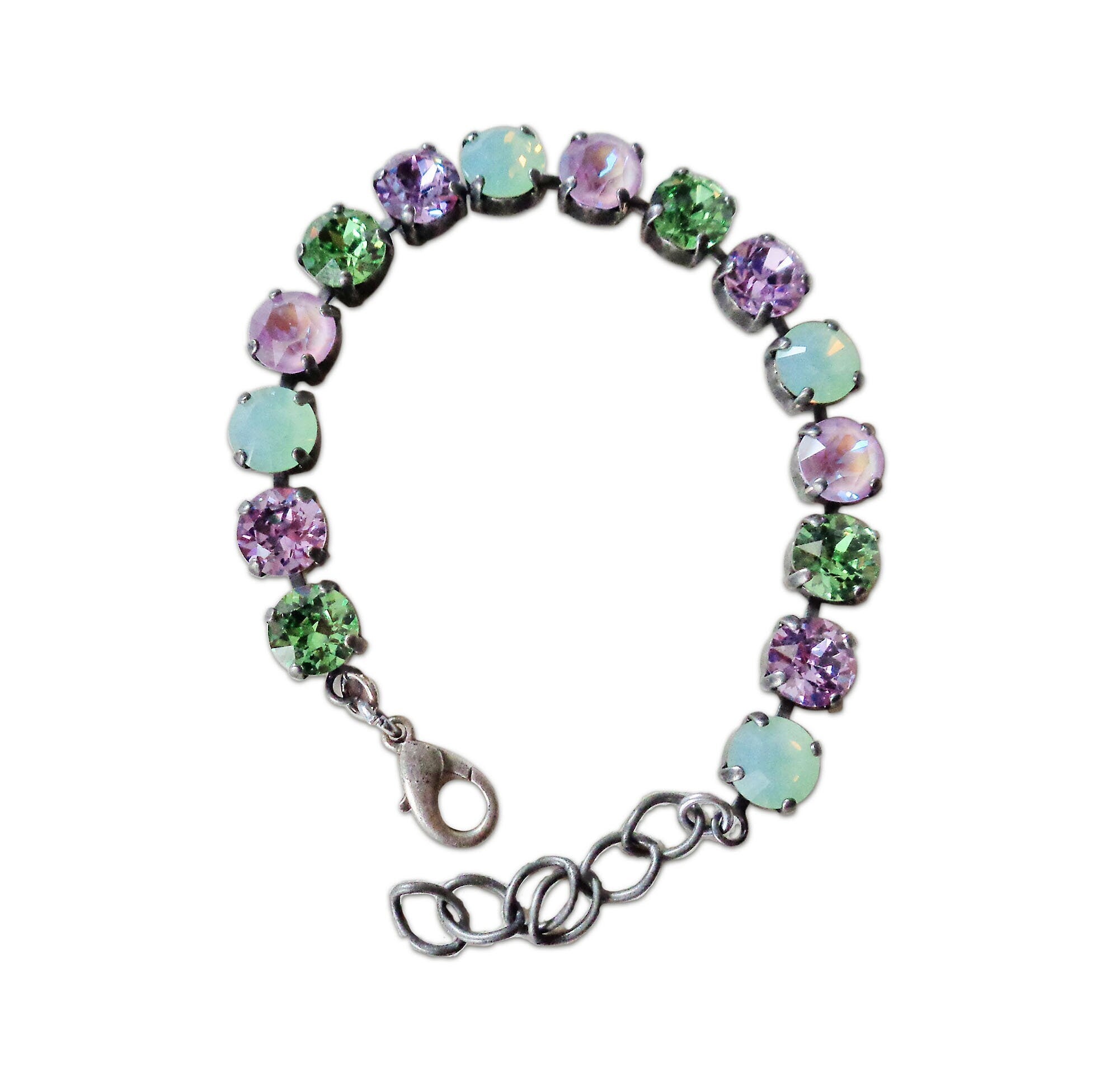 Austrian crystal  tennis bracelet multicolour, antique silver