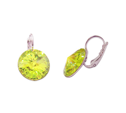 Crystal rivoli  drop earrings,citrus green,rhodium silver