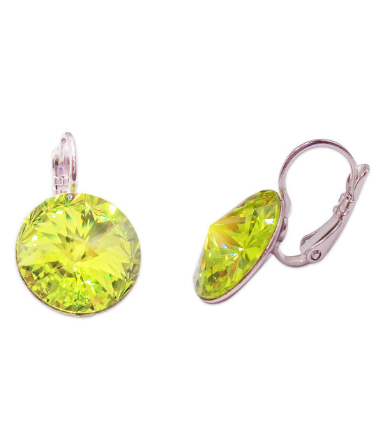 Crystal rivoli  drop earrings,citrus green,rhodium silver