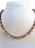 PETRA Crystal tennis necklace golden and gray tones ,antique brass