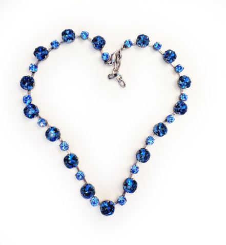 Mixed  style crystal necklace denim blue  ,antique silver