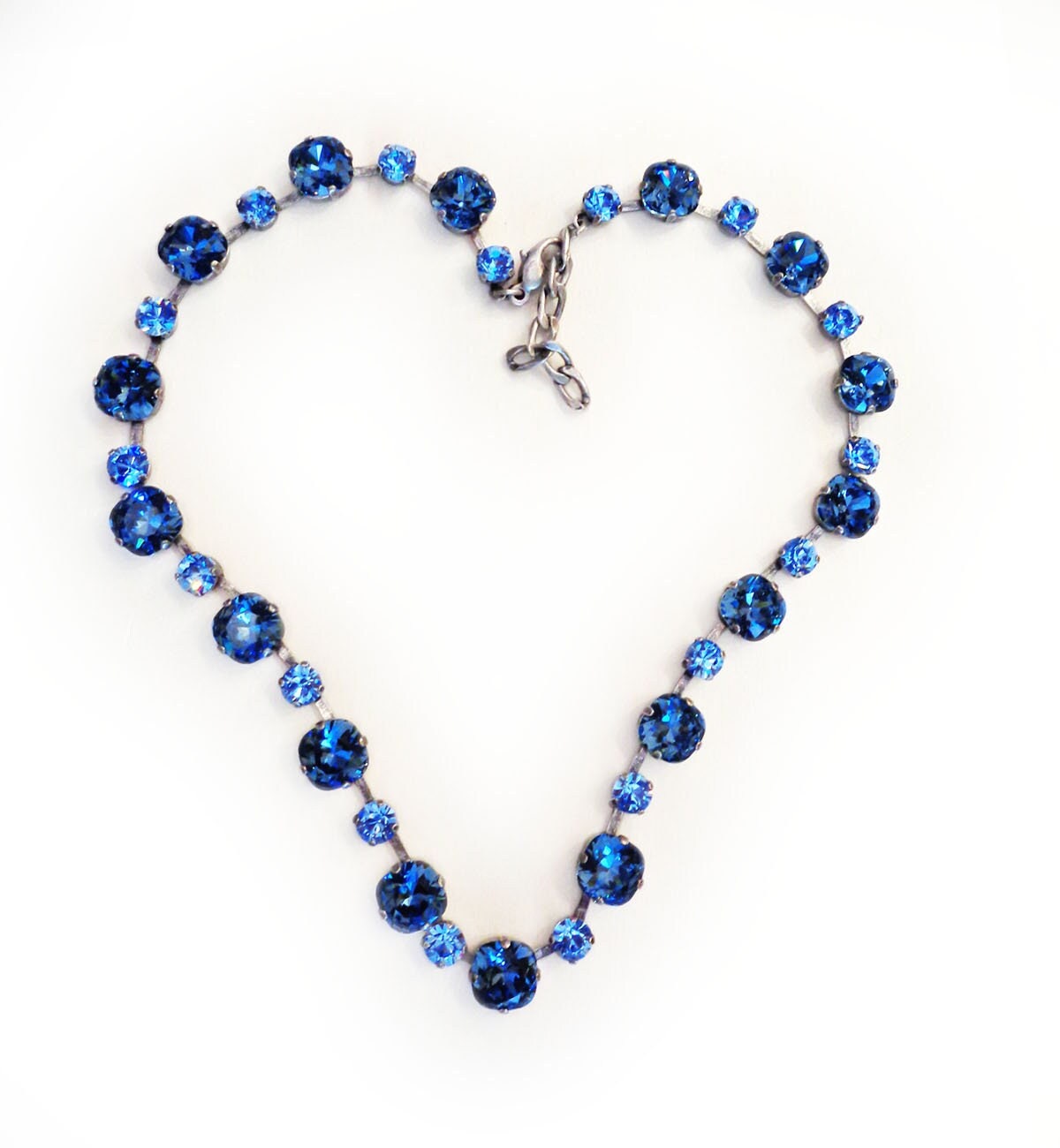 Mixed  style crystal necklace denim blue  ,antique silver