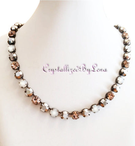 BRIDGET crystal necklace crystal multicolour ,antique brass