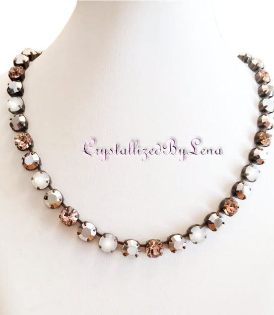 BRIDGET crystal necklace crystal multicolour ,antique brass