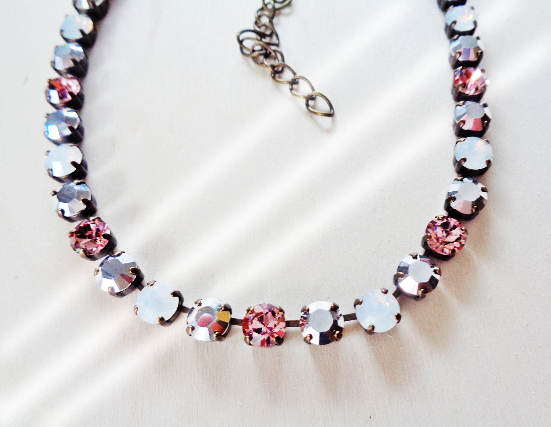 BRIDGET crystal necklace crystal multicolour ,antique brass