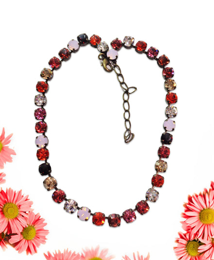 ORANGE FLIRT Austrian crystal choker necklace crystal multicolour ,antique brass