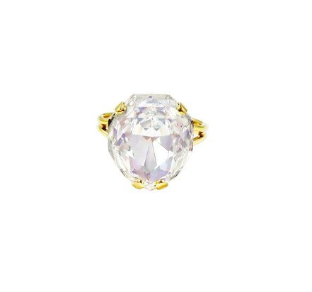 Crystal majestic stone ring,Clear crystal, gold plated
