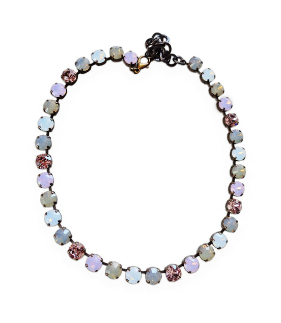 Austrian crystal necklace crystal multicolour opals  ,antique brass