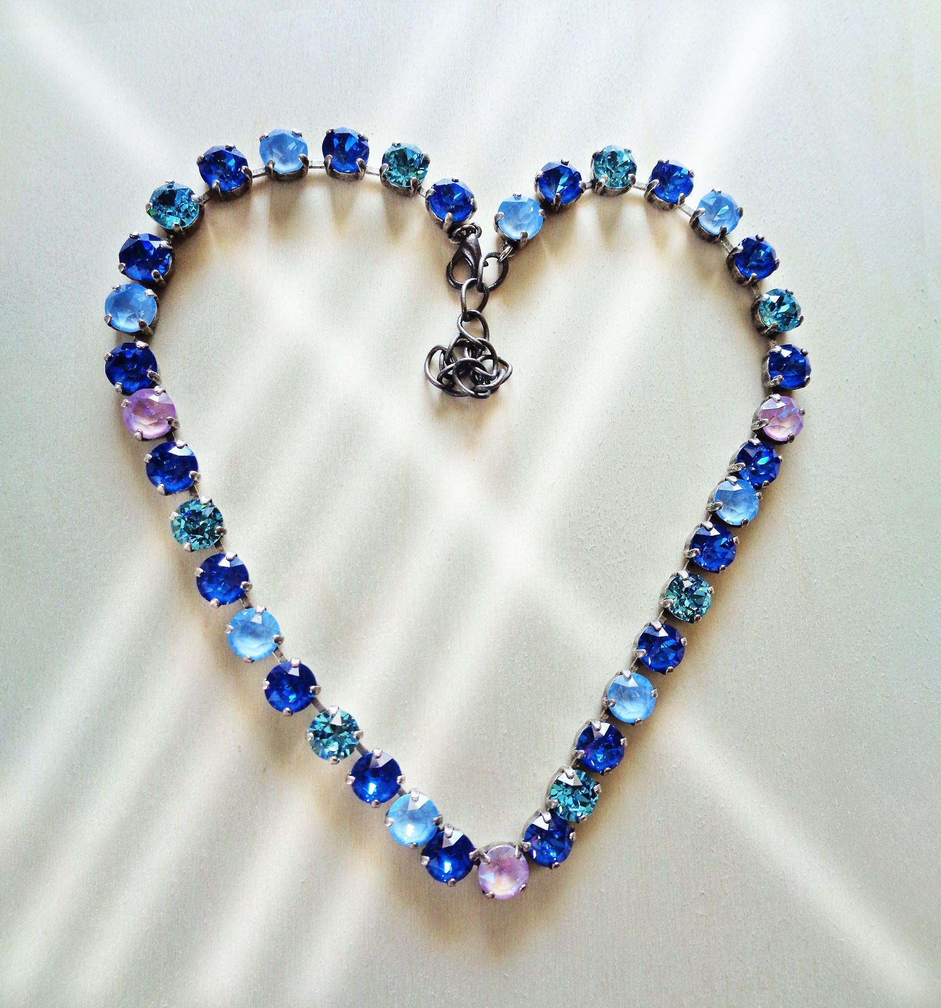 NORTHERN LIGHTS crystal tennis necklace, royal blue delite ,crystal sky ignite