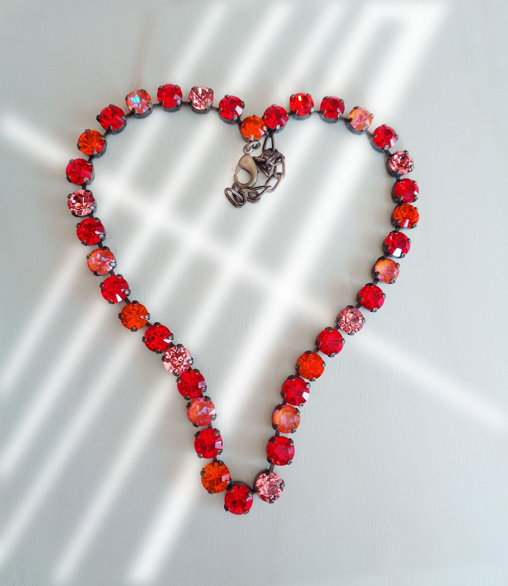 MAEVE crystal necklace crystal vivid orange ,antique brass