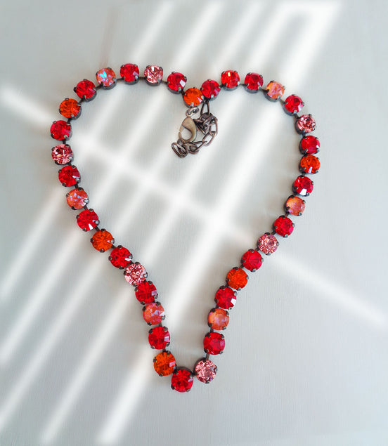 MAEVE crystal necklace crystal vivid orange ,antique brass