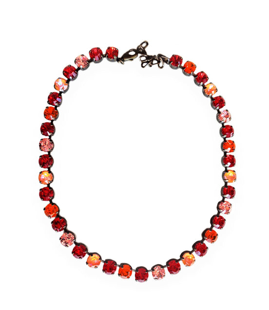 MAEVE crystal necklace crystal vivid orange ,antique brass