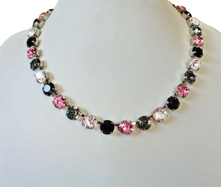 CHRISSY,crystal  tennis necklace multicolour,rhodium silver
