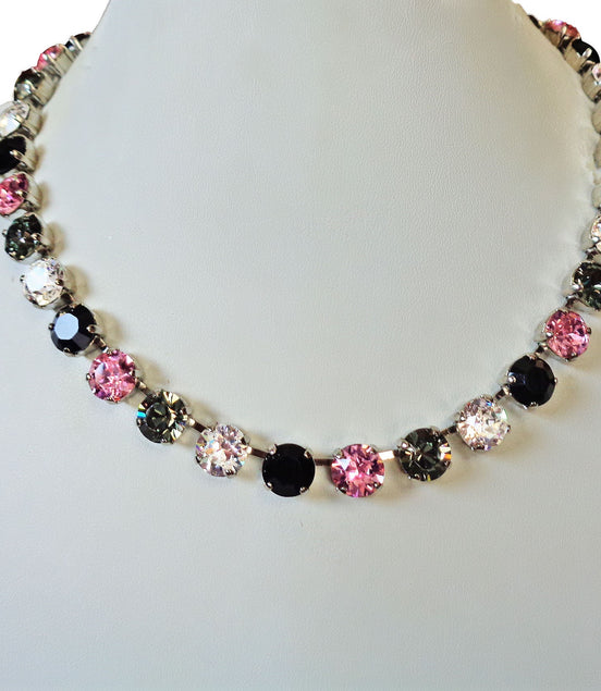 CHRISSY,crystal  tennis necklace multicolour,rhodium silver