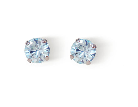 Crystal  stud earrings azure blue,rhodium silver