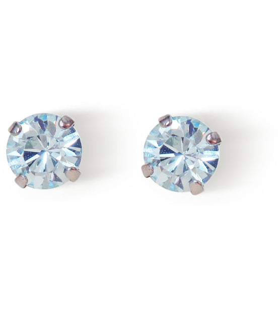 Crystal  stud earrings azure blue,rhodium silver