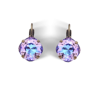 Crystal mini square drop  earrings,vitrail light,antique brass