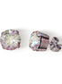 Crystal  stud earrings  luminous green,antique silver