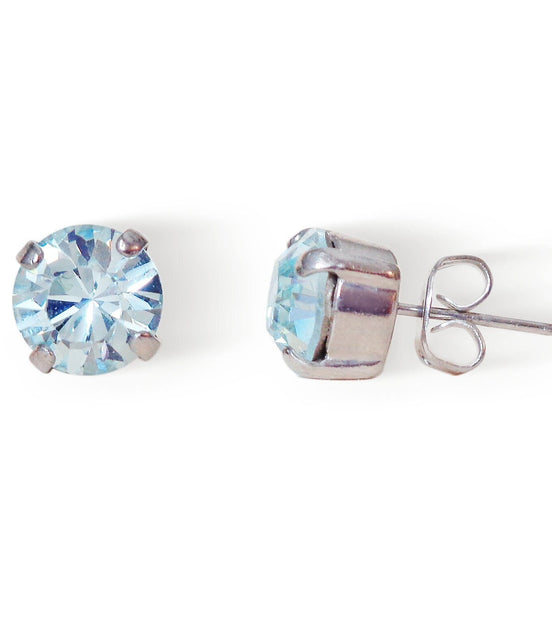 Crystal  stud earrings azure blue,rhodium silver