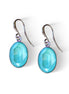 Crystal oval dangle drop earrings mint green ,rhodium silver