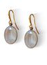 Crystal oval dangle drop earrings ivory cream,gold plated