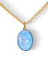 Crystal oval drop  pendant necklace,sky blue