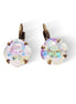 Crystal square mini drop  earrings, crystal transmission,antique brass